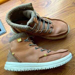 Hey Dude Mens Shoe Size 9 Brown Casual Boot Ankle Fashion Footwear Comfy Slip on